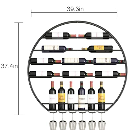 Support rond en fer mural pour bouteilles de vin de restaurant