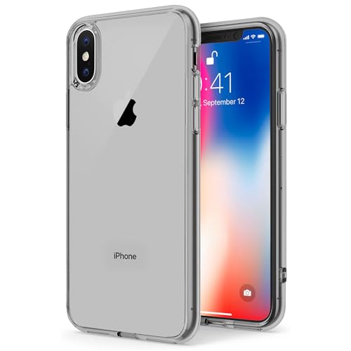 Image of TENOC Phone Case Compatible with iPhone X & iPhone Xs, Gray Case Clear Shockproof Protective Bumper Slim Cover for 5.8 Inch