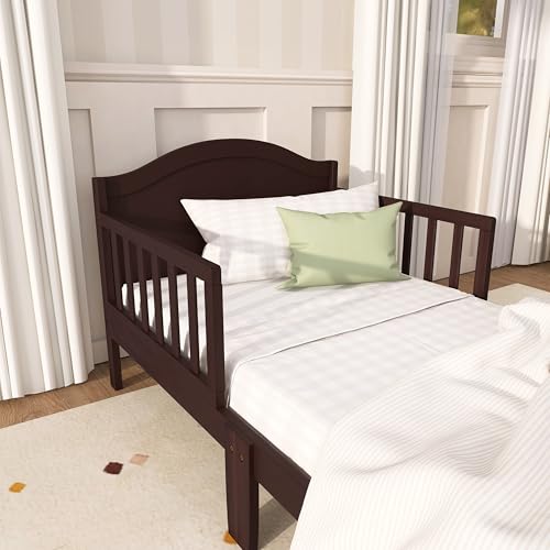 Image of Dream On Me Sydney Toddler Bed in Espresso, Greenguard Gold Certified, BSA Certified, Low To Floor Design, Non-Toxic Finish, Safety Rails, Made Of Pinewood