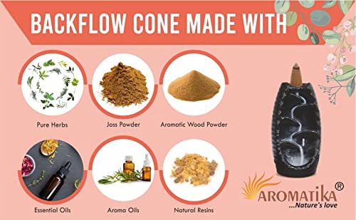 Image of Aromatika Natural Backflow Incense Cones, 5 Packs 5 Fragrances 50 Pcs, (Sandal, Lavender, Patchouli, Rose, Lotus) | Pack 'B'