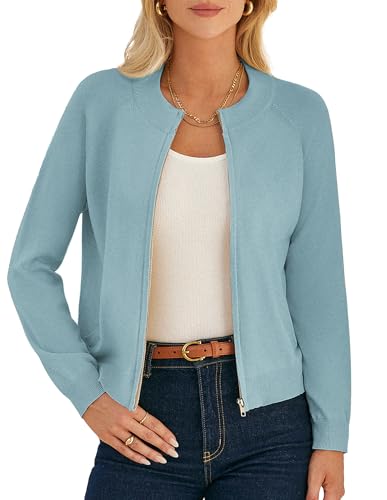 Image of GRACE KARIN Womens Long Sleeve Zip Up Cardigan Sweaters Lightweight Sweater Jacket Knitted Fashion Clothes