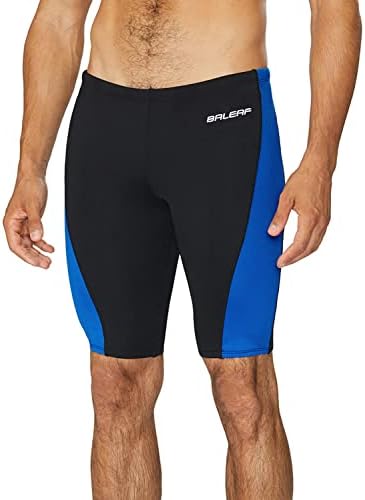 BALEAF Men's Swim Jammers Athletic Training Swimsuit Durable Team Swimwear Lap Swimming Racing Competition Black/Blue Medium