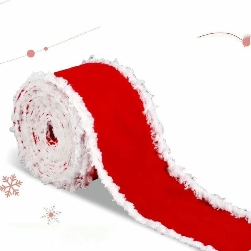 Cintas navideñas de terciopelo rojo con alambre para hacer lazos, copos de nieve, para envolver regalos, bodas, decoración navideña, color rojo, 30 metros (5 m, 6 rollos)