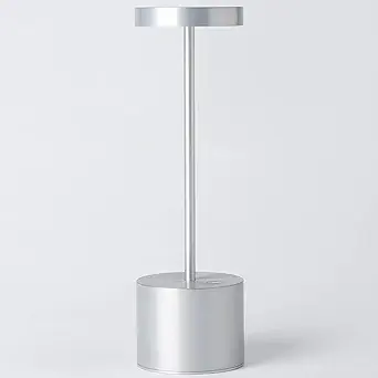 SAKRINGT Outdoor Table Lamp,LED Table Light,Cordless Table Lamp Rechargeable,5000mAh Battery Powered Dimming Desk Lamp for Restaurant/Patio/Outdoor(Silver)