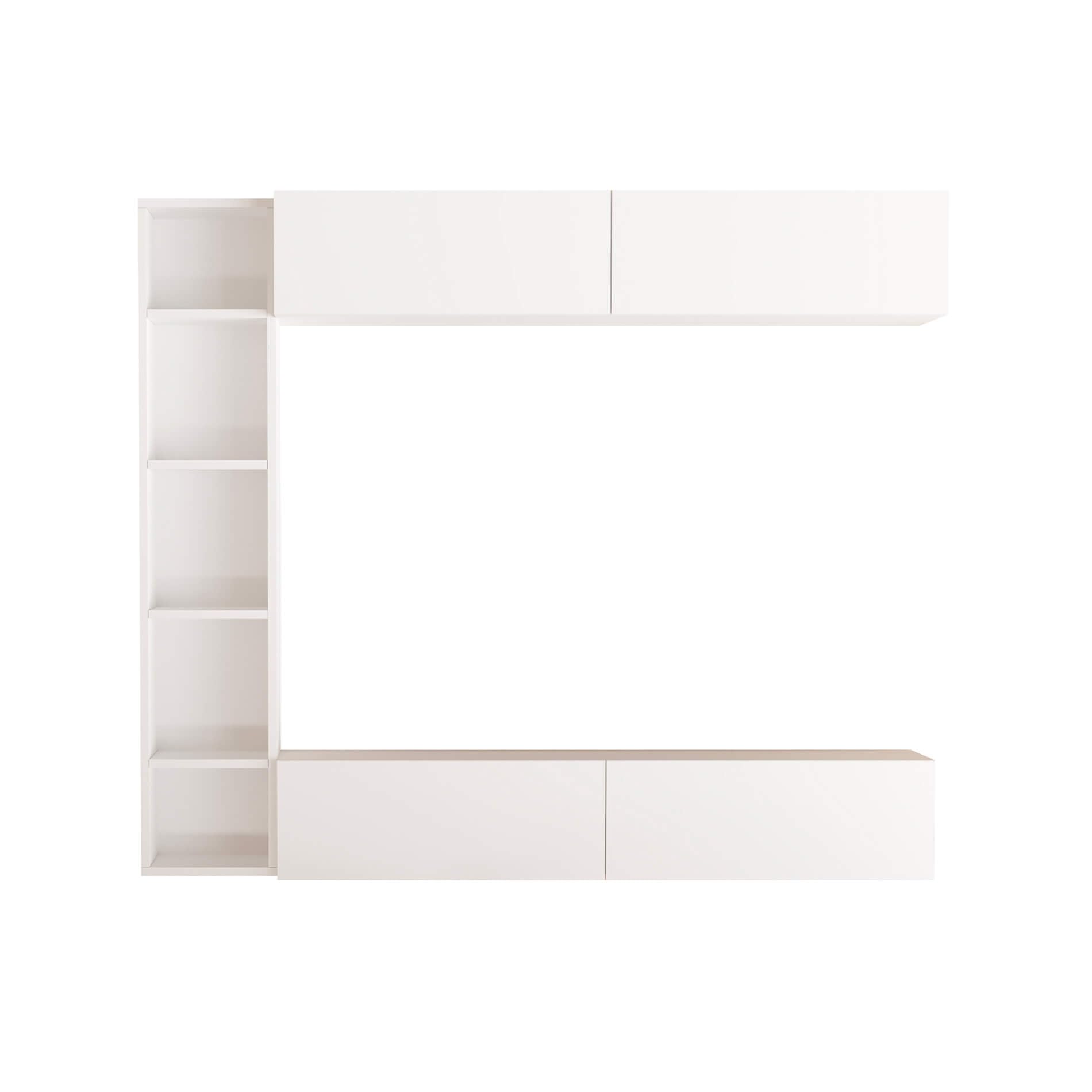 Rebecca Mobili Parete da Soggiorno, Composizione Mobili Salotto, Bianco, Truciolato, Set 3 Mobili Pensili, Design Moderno - Misure HxLxP: 143,5 x 169 x 26 cm - Art. RE7206