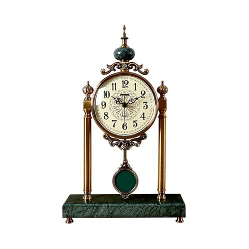 BINGOHM Desktop Pendulum Clock/Living Room Table Clock,Mantel Clock for Living Room Decor Above Fireplace,Farmhouse Antique Anniversary Metal Digital Clock for Mantelpiece Office Bedroom Bedside,A