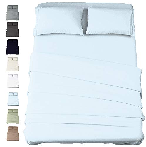 Greatest Product American Cotton - 600 Thread Count 2 Piece Sheets and 2 Piece Pillowcases Set - 100% Long-Staple Pure Cotton Soft Sateen Weave - Hotel Luxury Quality - Well Fitted for Mattress, Blue, Queen
