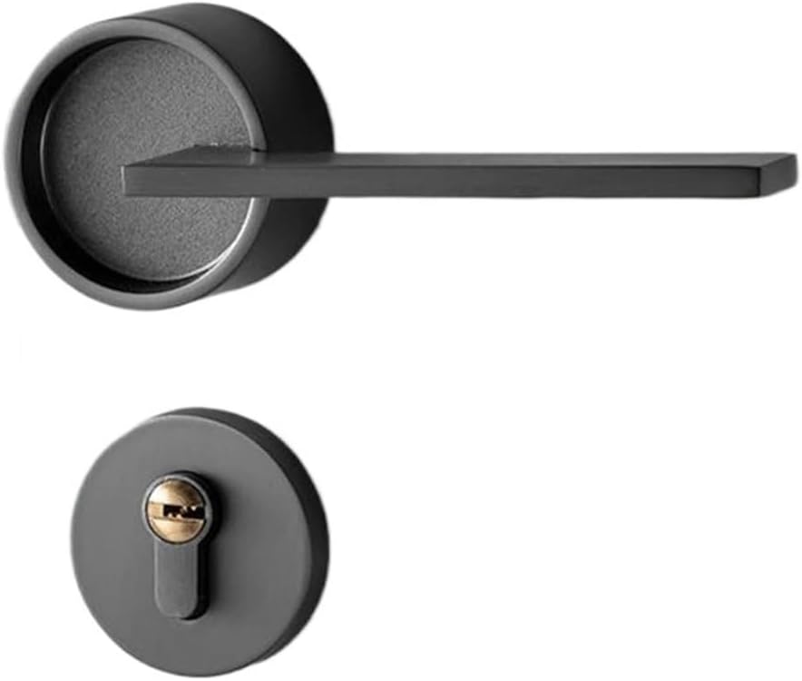Silent Mechanical Golden Door Lock Indoor Silent Household Gray Lock Black(Gray,with Key)