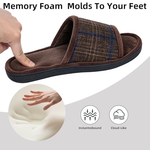 Image of Magtoe House Slippers for Men Open Toe Soft Comfortable Indoor Slip on Mens Slides Sandals Memory Foam for Bedroom Spa Living Room, All Seasons