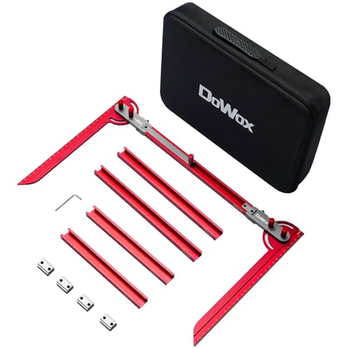 Stair Tread Template Tool - Upgrade Dual Nut Locking Stair Tread Measuring Tool Jig for Stair Tread Gauge, Stair Gauge Measuring Tool, Compatible with Many Types of Layout Projects-RED