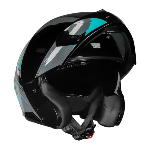 Image of Royal Enfield Stealth MOD Brushed Modular Helmet | Certification: ISI & DOT | Shell Construction: High Impact Grade ABS & Fiberglass Composite | Weight: 1200 + /-50 | Teal L