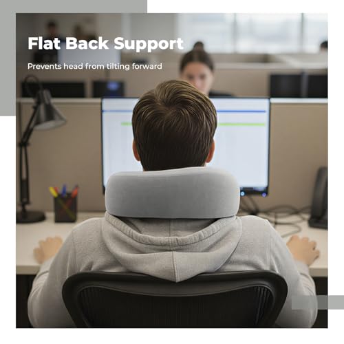 Image of Lifelong Neck Pillow for Travelling | Memory Foam Neck Rest for Sleeping in Airplane & Car | Soft & Comfortable Neck Support | Adjustable Velcro Straps & Travel Pouch | Ideal for Office & Home (Grey)