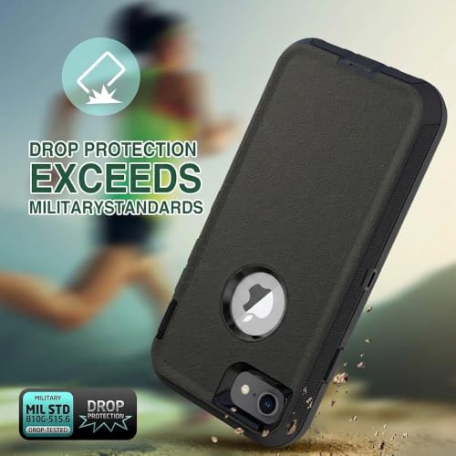 Image of 3-in-1 Case for iPhone 8 /7 /6S /6, Built-in Screen Protector, Black | 3-in-1 Rugged Structure,Built-in Screen Protector,Precise Cutouts,Anti-slip Design,Full Body Protection