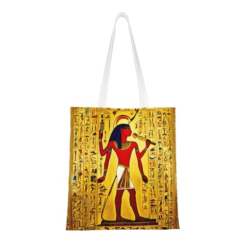 Ancient Egypt Tribe Series Print Polyester Canvas Tote Bag, Worthy Shopping Bag, Ideal For Present And Daily Errands