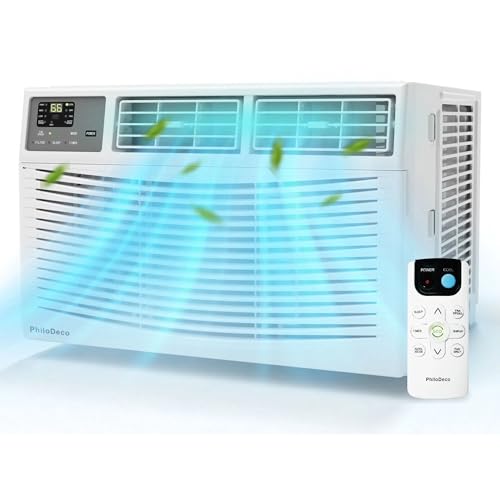 Image of PhiloDeco 8000 BTU Window Air Conditioner 350 Sq. ft. Intelligent, LED Display Screen, with Remote Control,Ac Can Be Used as a Dehumidifier /Fan, Operates Quietly, Energy-Saving. Timer /Sleep and ECO