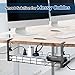 No Drill Under Desk Cable Management Tray, Desk Wire Management Cable Tray Sturdy Metal Wire Organizer Under Desk Basket for Office and Home Standing Desk -Black