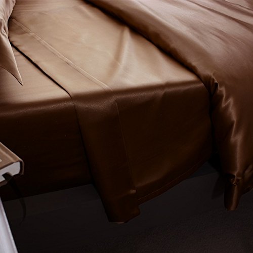 Jasmine Silk 100% Mulberry 19MM Charmeuse Silk Flat Sheet (Mocha) (SINGLE 180cm x 275cm)