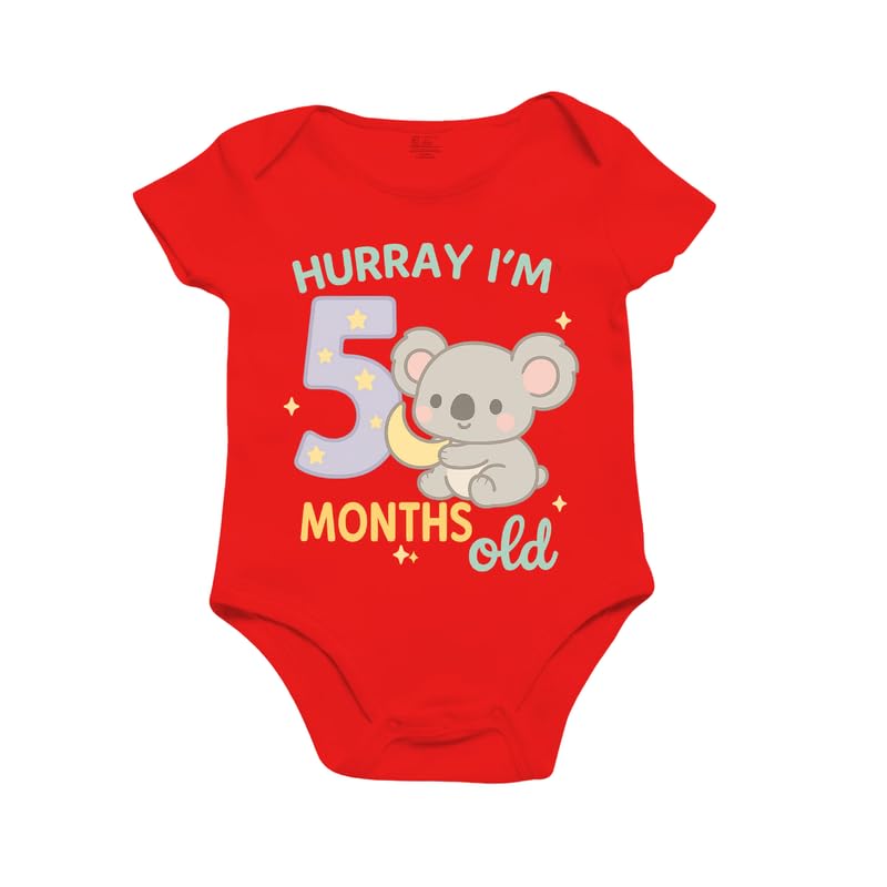 Image of Monthly Birthday Romper for Newborn Baby | Unisex Half Sleeve Bodysuit with Envelope Neck | Soft Cotton Outfit with 1 to 12 Month Print | Comfortable Infant Wear for Boys & Girls