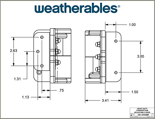 Weatherables Multi-Adjustable Heavy Duty Gate Hinges – Nylon Polymer Self-Closing Gate Hardware, Made For Easy Installation On Wood, Metal & Vinyl Gates Up To 150 Pounds (Pack Of 2) #TOP5