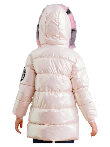 CHICTRY Kids Girls Metallic Hooded Puffer Jacket Winter Warm Long Coat Stand Collar Outerwear3