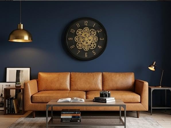 Image of Moving Gear Wall Clock, Round, Gold and Rose Gold Finish, Options (NEW Black Golden, Set of 1 Clock)