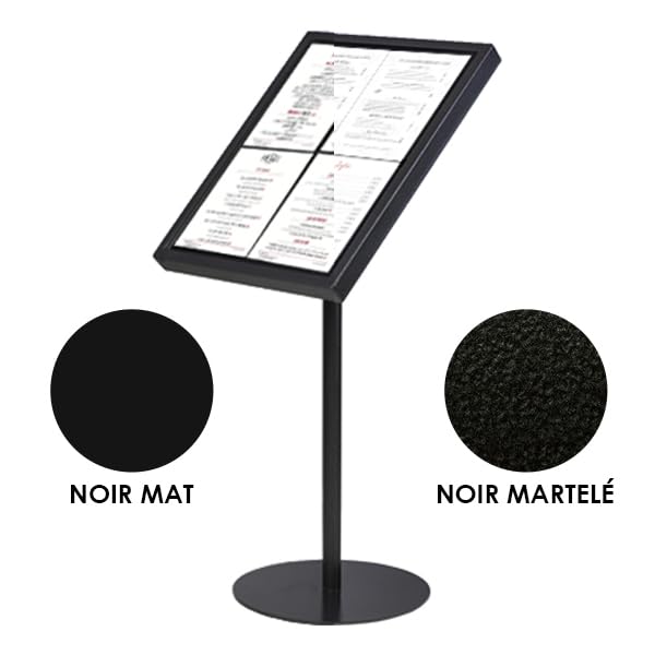 Porte-Menu Restaurant sur Pied 4 feuilles A4 Noir