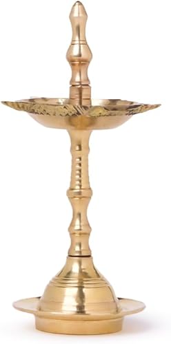 Shubhkart Lámpara de aceite de latón para Puja (Kerala Samai) de 5 pulgadas para puja y otros rituales religiosos Decoración del hogar, oficina y
