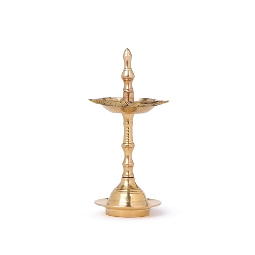 Shubhkart Brass Kerala Samai 5 Inch – Sacred Oil Lamp for Puja, Aarti, Mandir Rituals & Daily Worship | Traditional Deepam for Home Temple, Festive Ceremonies, Gifting & Spiritual Décor (Small)