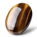 LAIDANLA Tiger's Eye 2.4' Large Palm Stone Healing Crystals Natural Gemstones Calming Effects Energy Balancing Reiki Polished Worry Stone Cleansing Protection Anxiety Stress Relief Therapy 1PC