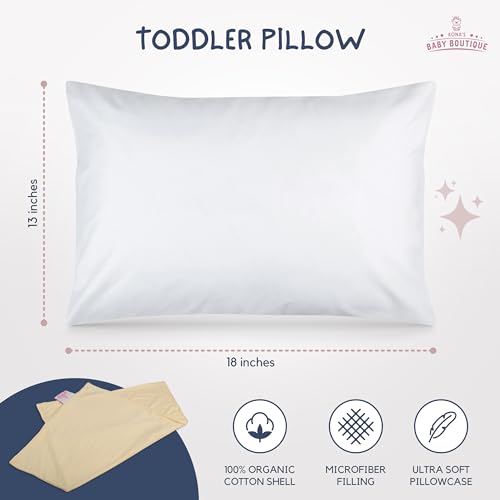 Image of Kona's Perfect Toddler Pillow - Creamy Yellow, Softest Pillowcase - 13 x 18 inch - Ages 2-3