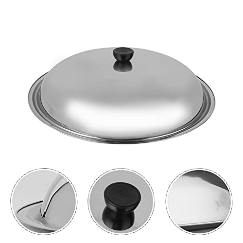 Hemoton Steamer Pot Universal Pans Cover Stainless Steel Pot Lid Round Wok Pan Lid Cheese Melting Dome Metal Flat Wok Cover Thicken Pot Cover Protector For Kitchen Fry Pan Cookware Silicone Lids #TOP7