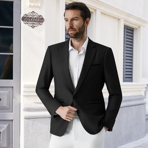 Autsel Mens Blazer 1 Button Casual Slim Fit Blazer Jacket Business Lightweight Suit Jackets Wedding Tuxedo