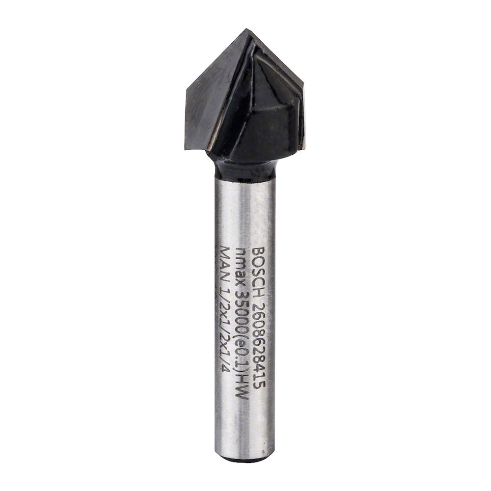 Bosch 1x PRO Router Bit V-Groove (for Softwood, Hardwood, Ø 12,7 mm, Professional Accessory Hand-Held Router, Trim Router)