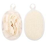 YBEATY 2 PCS Mini Soft Loofah Travel Size with Shower Flower Ball Natural Loofah Bath Sponge with Elastic Hand Strap Scrubber Glove Exfoliating Body Sponge Pad for Body Face Deeply Clean