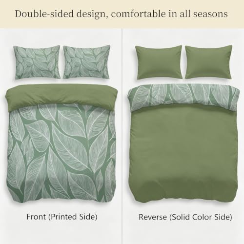 Housse de couette 240x260 reversible botanique avec taies