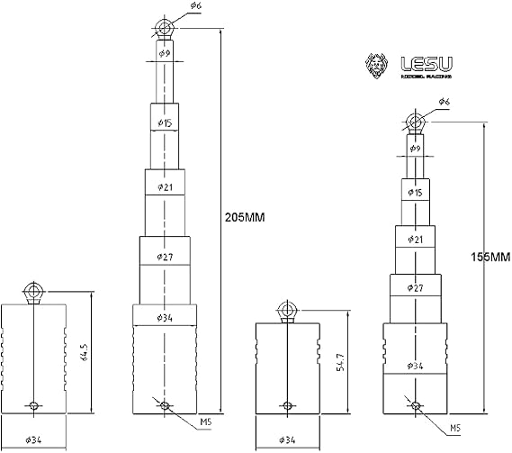LESU 215Mm Lift Cylinders Hydraulic System for 1/14 RC DIY a Dumper Truck Car Model