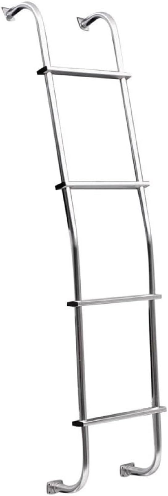 Surco 103HF Hook-Over Style Aluminum 4-Step Van Ladder - Compatible with 1980-13 Ford E-Series Vans; Brite Dipped Polished Finish