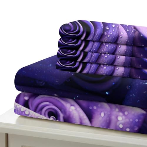 Housse de couette fermeture éclair respirante violette et parure de lit 3D