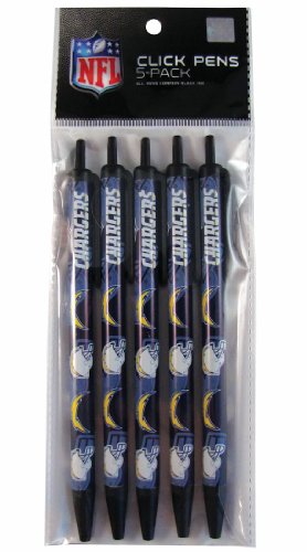 NFL Sports Team Fans Retractable Click Pen, 5-pack (Los Angeles Chargers)