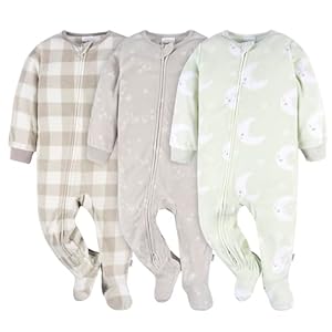 Gerber Unisex Baby Flame Resistant Fleece Footed Pajamas 3-Pack