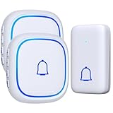 ワイヤレスチャイム 電池不要 自動発電 防水防塵 玄関チャイム 60+曲 大音量115dbチャイム 7段階音量調節 LED提示 呼び鈴 チャイム ワイヤレス 300M無線範囲 ドアベル 光でお知らせ 工事不要 音と光で呼び出しチャイム 簡易チャイム 来客対応 メモリ機能 増設可能 二階も聞こえる 無線 マンション/飲食店/介護/玄関 (1送信機2受信機)