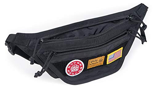 Rough Enough Slim Black Crossbody Fanny Pack Molle Tactical Waist Bag for Teen Boys Streetwear Skateboard Accessories Sling Bag Over the Shoulder Bag