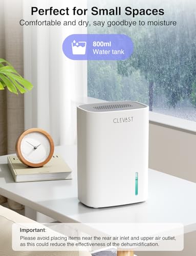 CLEVAST 30 OZ Mini Quiet Dehumidifier for Home and Travel with Auto Shut Off
