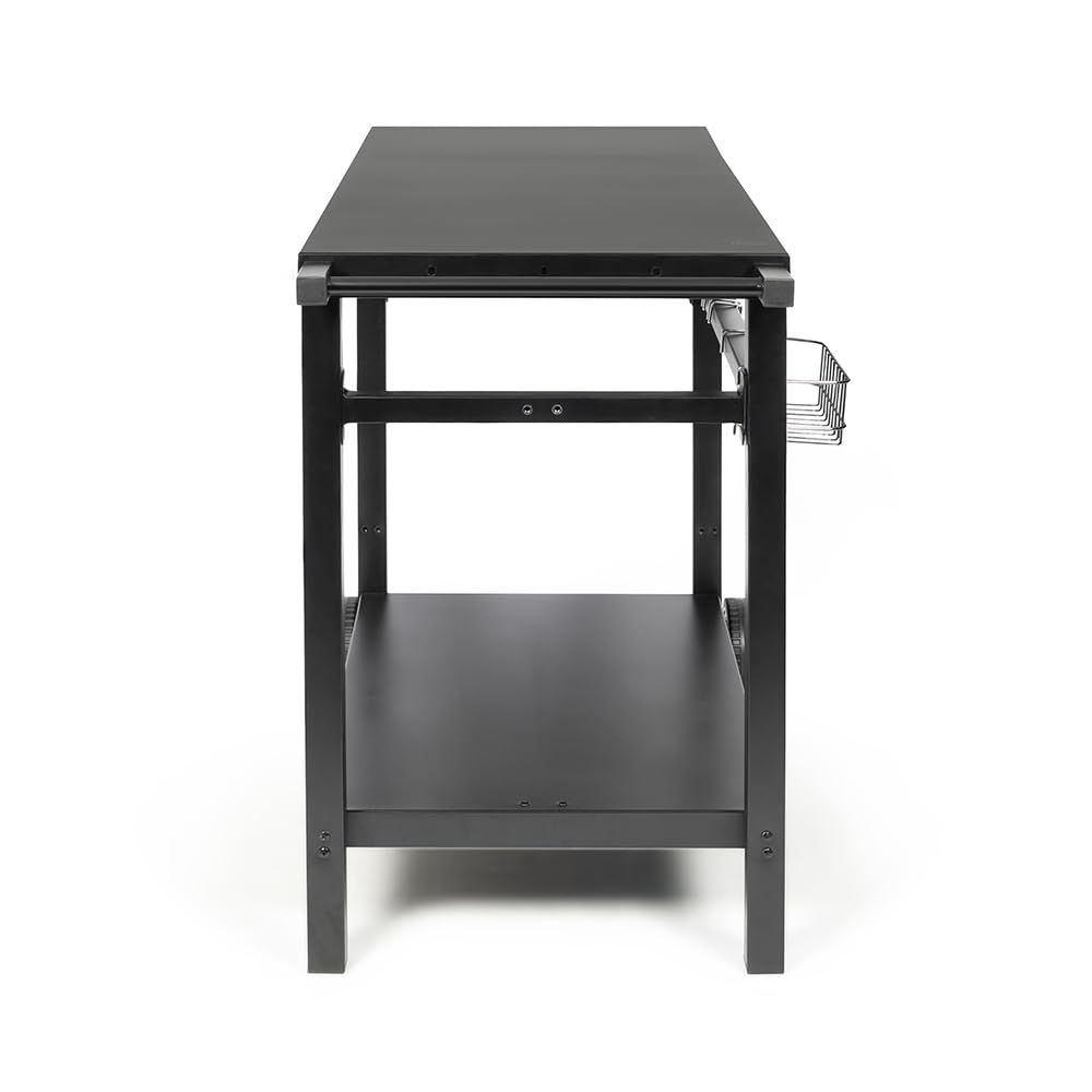 Livoo - Desserte pour plancha avec Tablette Rabattable GS170N - pour 2 à 4 brûleurs, Plateau 85 à 115 cm x 50cm, Hauteur 81cm, Accessoires Inclus, Noir