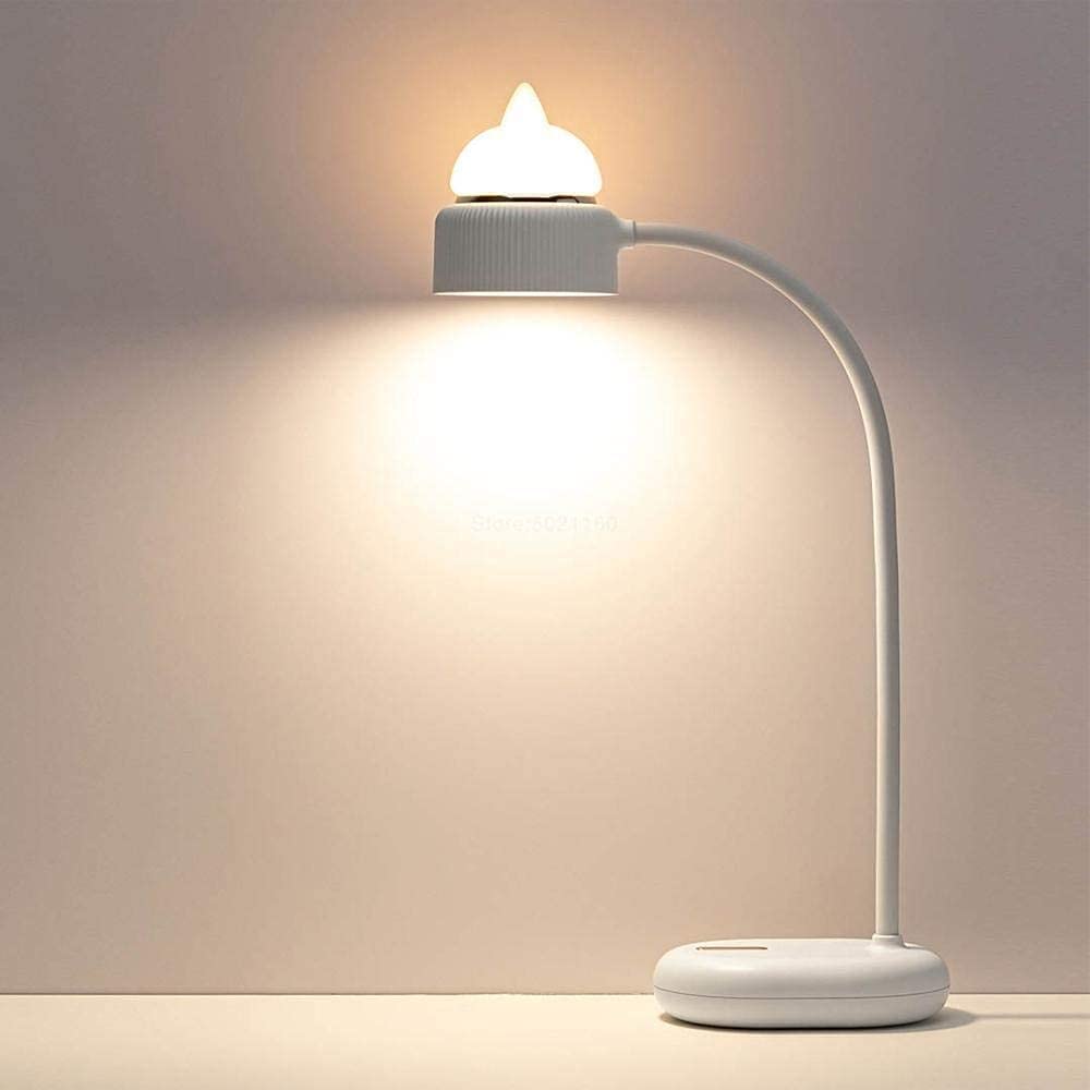 Lámpara de mesa, lámpara de lectura, lámpara de escritorio lámpara de escritorio LED con carga USB, lámpara de lectura, lámpara de oficina, luz de noche portátil doblada para el hogar (rosa, con clip
