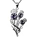 Price comparison product image Cairn Sterling Silver Scottish Thistle Pendant With 3 Amethysts - Croy Necklace. Jewellery Gift Box Included. 5590
