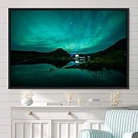 Framed Canvas Wall Art Dayspring Astronomy & Space Contemporary Cosmic Dramatic Green Group Photography Realism - 16x24 inches