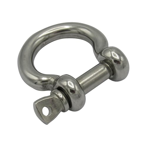 Stainless Steel Lifting Bow Shackle Screw Pin 1T - 6T (Marine Boat Trawler Towing Rigging) (2 Ton)