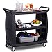 Carlisle FoodService Products Bussing Cart 300 Lb Capacity with Omnidirectional Casters for Kitchens, Restaurants, and Fast Food, Plastic, 42 x 23 x 37.5 Inches, Black, Large