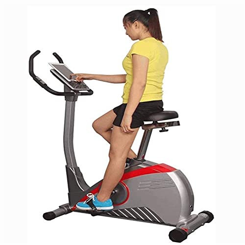 Image of Exercise Bike Indoor Stationary Cardio Exercise Machine Vertical Bicycle Electric Control Multi-Slot Belt Drive Home Exercise Machine (Gray)